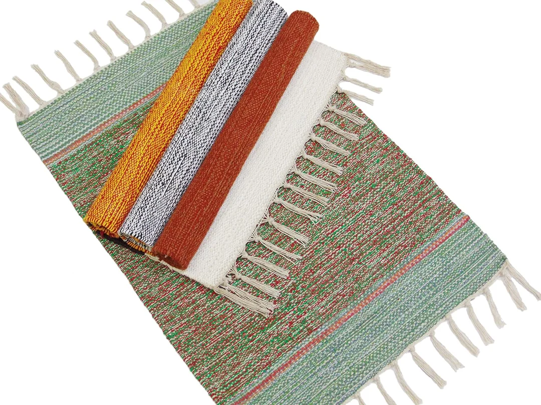 HOME Hand Woven Cotton Multicolor Small Rug 16x24 Inch | Machine Washable, Organic Cotton, Combo Pack of 4 image 4
