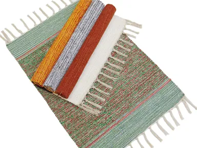 HOME Hand Woven Cotton Multicolor Small Rug 16x24 Inch | Machine Washable, Organic Cotton, Combo Pack of 4 thumbnail 3