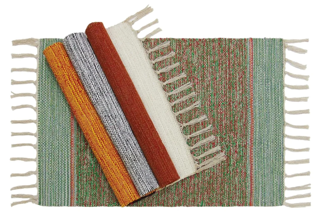 HOME Hand Woven Cotton Multicolor Small Rug 16x24 Inch | Machine Washable, Organic Cotton, Combo Pack of 4 image 3