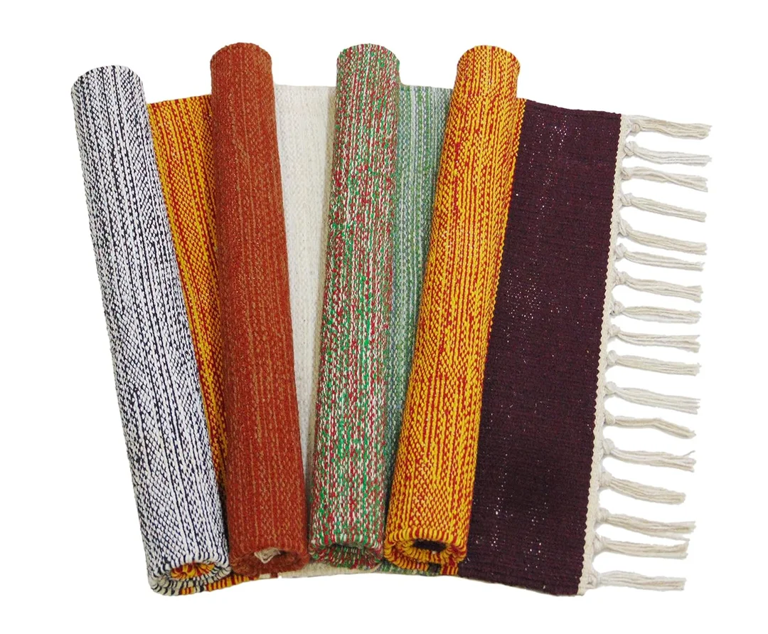 HOME Hand Woven Cotton Multicolor Small Rug 16x24 Inch | Machine Washable, Organic Cotton, Combo Pack of 4 image 5