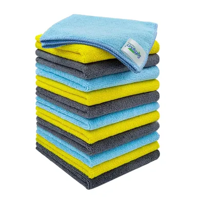 microfiber cleaning cloths, 12-pack 30x30 cm, highly absorbent, lint-free and streak-free. Ideal for kitchen, windows, steel and household cleaning. thumbnail 1