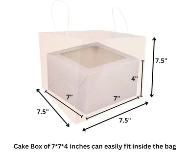 Cake Carry Bags 9x7.25x7.5 Inch | 130 GSM Paper Bakery Bags Pack of 20 thumbnail 3