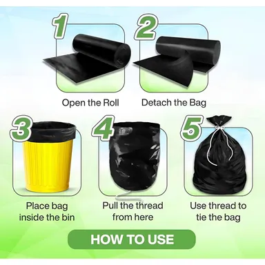 Garbage Bags Medium Size 17x19 Inches, Wet & Dry Waste Bags, 7 x 30 Roll Pack (210 Bags Total) for Home & Kitchen thumbnail 3