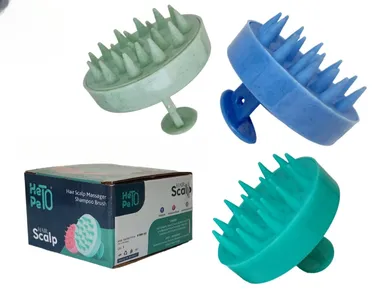 Scalp Massager Shampoo Brush Pack of 3 | Soft Silicone Bristles, Deep Scalp Cleaning, Anti-Dandruff & Oil Control, Relaxing Head Massage for Hair Wash (Cyan Blue Grey) thumbnail 2