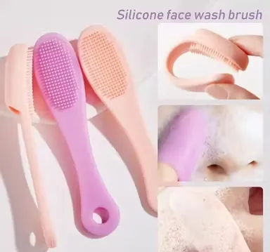 Silicone Face Scrubber Brush for Deep Cleansing, Blackhead & Pimple Removal, Dual-Sided Facial Massager for All Skin Types (Pack of 2) thumbnail 1