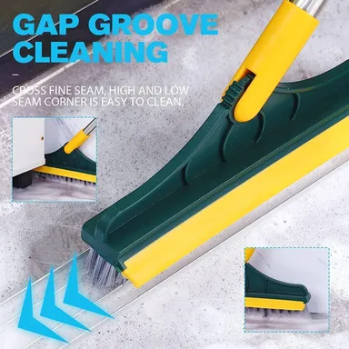 Bathroom Cleaning Brush with Long Handle & Wiper | 2-in-1 Floor, Tile & Wall Scrubber with Water Squeegee | Toilet Cleaner Brush for Bathroom, Kitchen & Washroom Cleaning Tool thumbnail 1