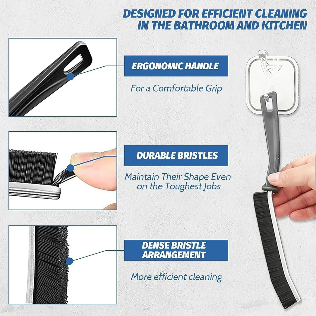 Hard Bristle Crevice Cleaning Brush 2Pc | Multifunctional Gap Cleaning Brush for Kitchen, Bathroom, Toilet, Window Tracks, Faucets, Grout & Vehicle Detailing Tool image 5
