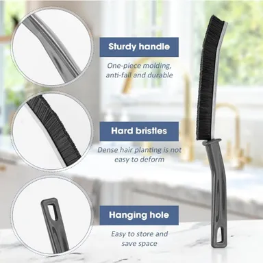 Hard Bristle Crevice Cleaning Brush 2Pc | Multifunctional Gap Cleaning Brush for Kitchen, Bathroom, Toilet, Window Tracks, Faucets, Grout & Vehicle Detailing Tool thumbnail 2