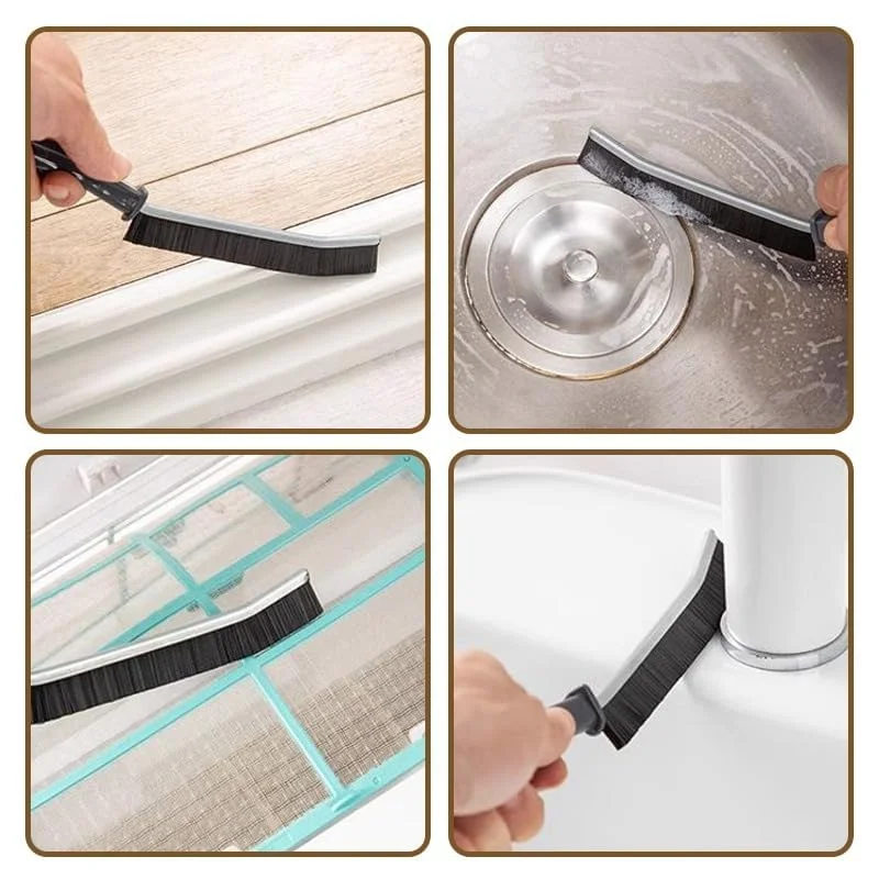 Hard Bristle Crevice Cleaning Brush 2Pc | Multifunctional Gap Cleaning Brush for Kitchen, Bathroom, Toilet, Window Tracks, Faucets, Grout & Vehicle Detailing Tool image 4
