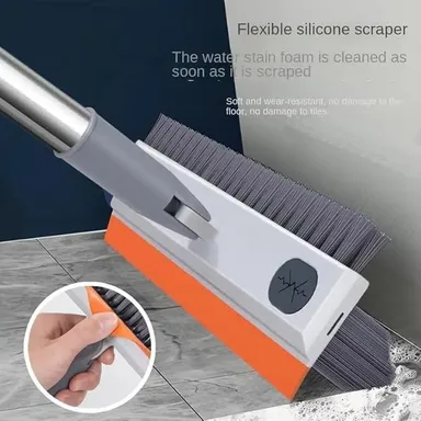 Bathroom Floor Scrub Brush with Wiper & Adjustable Long Handle, 180° Rotating Tile and Grout Cleaning Brush for Bathroom Walls, Kitchen Floor, Home Deep Cleaning Mop thumbnail 1