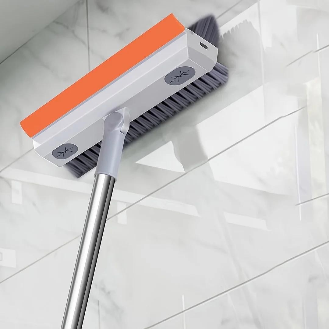 Bathroom Floor Scrub Brush with Wiper & Adjustable Long Handle, 180° Rotating Tile and Grout Cleaning Brush for Bathroom Walls, Kitchen Floor, Home Deep Cleaning Mop image 3