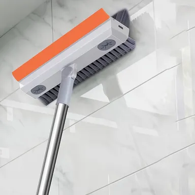Bathroom Floor Scrub Brush with Wiper & Adjustable Long Handle, 180° Rotating Tile and Grout Cleaning Brush for Bathroom Walls, Kitchen Floor, Home Deep Cleaning Mop thumbnail 2