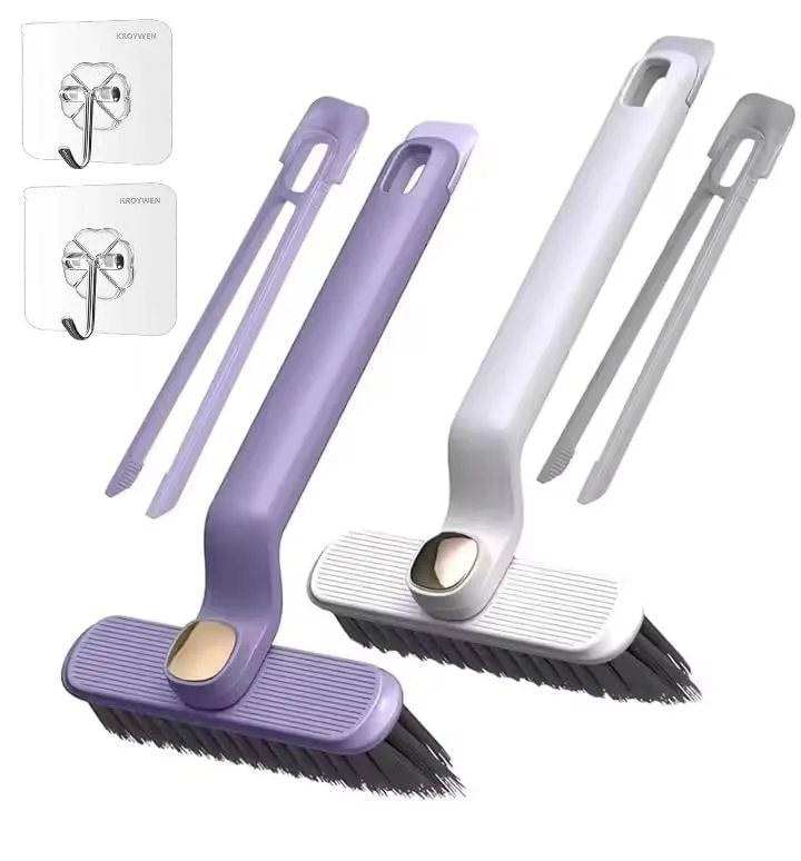 Bathroom Cleaning Brush Set of 2 | Hard Bristle Rotating Crevice Gap Brush | Tile, Floor & Corner Cleaner | Durable Plastic Scrub Brush (Multi Colour) image 2