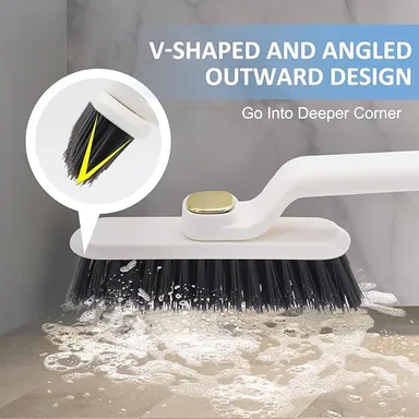 Bathroom Cleaning Brush Set of 2 | Hard Bristle Rotating Crevice Gap Brush | Tile, Floor & Corner Cleaner | Durable Plastic Scrub Brush (Multi Colour) thumbnail 3
