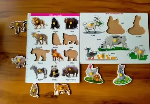 Birds and Farm Animals Wooden Puzzle is an educational learning toy designed to help toddlers identify and recognize birds and farm animals image 2