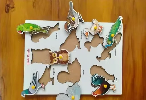 Wooden Birds Puzzle is an educational Montessori toy designed to help children learn and recognize different birds image 2