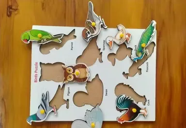 Wooden Birds Puzzle is an educational Montessori toy designed to help children learn and recognize different birds thumbnail 1