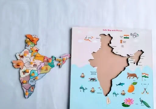 INDIA MAP WOODEN PUZZLE FOR KIDS LEARNING TOY image 3