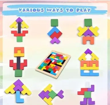 Russian Blocks Wooden Intelligence Puzzle for Kids | Tetris Style Educational Brain Game Toy (Ages 3+ Years) thumbnail 2