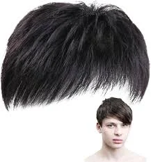 Ritzkart Men's Black Short Straight Hair Patch with Front Fringe Natural Look Synthetic Hair Topper for Baldness Coverage Daily Wear Party Styling Hair Replacement Wig for Men image 2