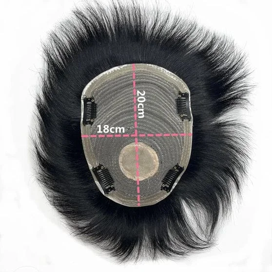 Ritzkart Men's Black Short Straight Hair Patch with PU Skin Base Lace Front Clip-On Synthetic Hair Topper Natural Hairline Hair Replacement System for Baldness Coverage image 2