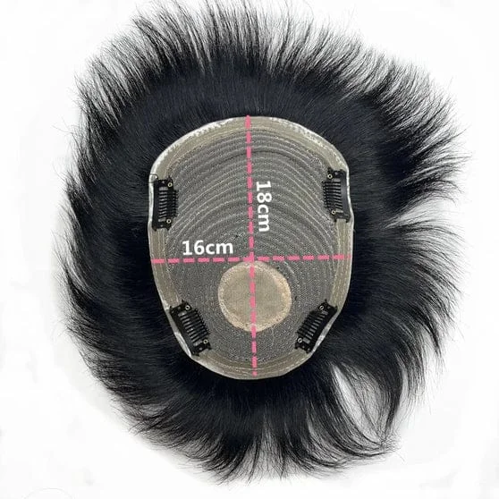Ritzkart Men's Black Short Straight Hair Patch with PU Skin Base Lace Front Clip-On Synthetic Hair Topper Natural Hairline Hair Replacement System for Baldness Coverage image 4