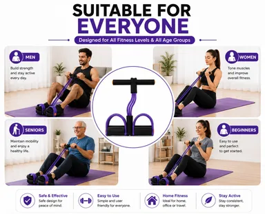 4 Tube Yoga Pedal Puller Resistance Band with Foot Pedals | Natural Latex Full Body Tummy Trimmer Exercise Band for Abs, Arms, Legs & Stretching, Home Gym Fitness Equipment for Men & Women (Multicolor) thumbnail 2