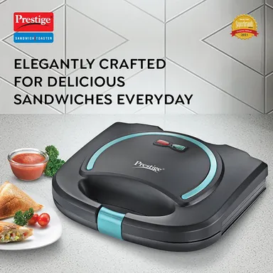 prestige sandwich maker 800 W non‑stick oil‑free toasting | bakelite | with power indicators | healthy toast thumbnail 3
