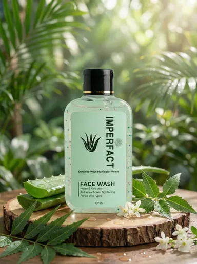 IMPERFACT Neem and Aloe Vera Face Wash with Multicolor Beads for Anti Acne and Skin Tightening – 120 ml thumbnail 1