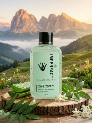 IMPERFACT Neem and Aloe Vera Face Wash with Multicolor Beads for Anti Acne and Skin Tightening – 120 ml thumbnail 2