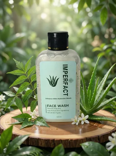 IMPERFACT Neem and Aloe Vera Face Wash with Multicolor Beads for Anti Acne and Skin Tightening – 120 ml thumbnail 3