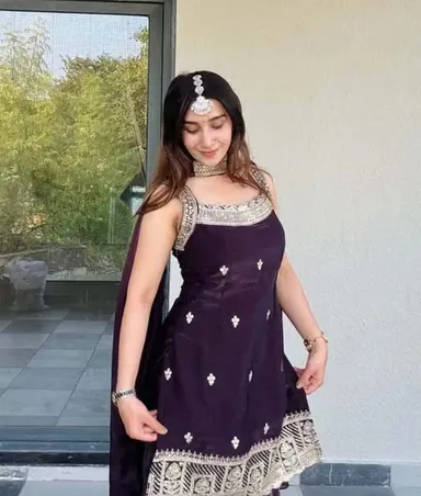 Designer Printed Kurti Palazzo Set with Dupatta for Women Cotton Blend Ethnic Suit Set Traditional Festive Wear Casual Party Wear Kurta Palazzo Dupatta Set for Ladies Purple M thumbnail 0
