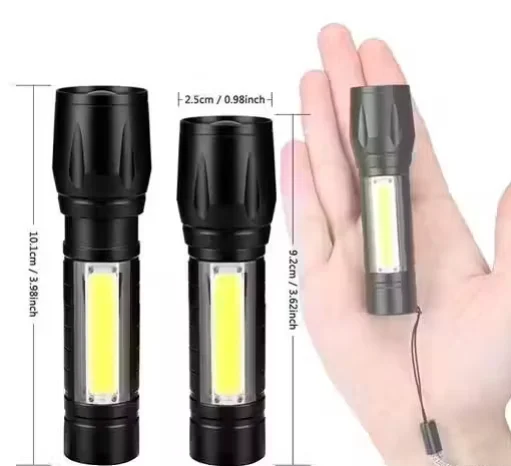 Mini LED Rechargeable Torch Flashlight Combo Pack of 2 with Laser Pointer, Side Light, Blink Mode and Aluminium Alloy Body Pocket Torch for Home Emergency Outdoor Camping Security and Utility Use image 2
