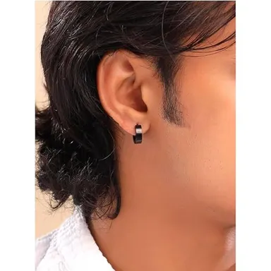 Rishi Cfats Stainless Steel Small Hoop Earrings for Men Kadukkan Huggie Bali Earrings Silver Round Ear Hoop Stud Daily Wear Fashion Jewellery 1 Pair thumbnail 2