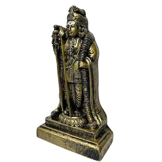 Rishi Crafts Resin Religious Murugan Raja Alangaram Statue Bronze Finish Palani Murugan Idol Lord Murugan Decorative Showpiece for Home Temple Pooja Room Spiritual Gift Collection image 2