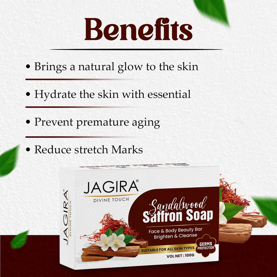 Saffron Soap 100g | Handmade Natural Bath Soap for Face & Body | Sulphate-Free Skin Brightening Soap | Suitable for Men & Women | Pack of 4 image 2
