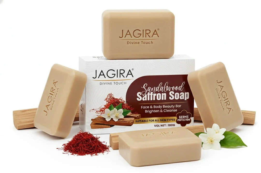 Saffron Soap 100g | Handmade Natural Bath Soap for Face & Body | Sulphate-Free Skin Brightening Soap | Suitable for Men & Women | Pack of 4 image 4