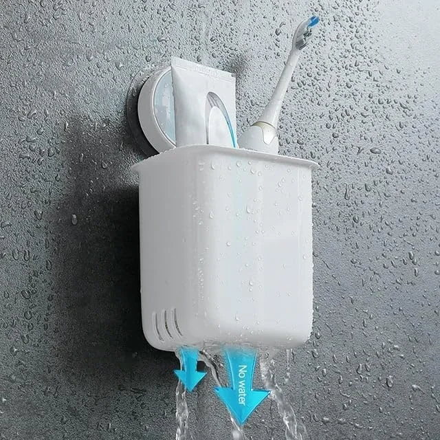 Plastic Wall Mounted Toothbrush Holder with Shelf | Bathroom Toothbrush Stand | Self Adhesive Toothbrush Organizer (2 Holder) image 5