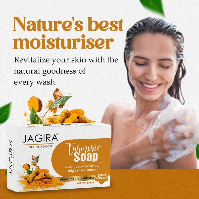 Turmeric Soap Pack of 2 (100g each). Handmade, sulphate-free natural soap for face & body. Suitable for all skin types. image 2