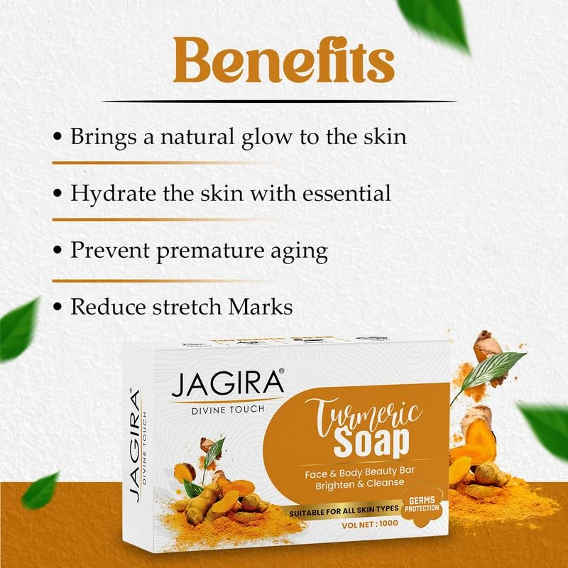 Turmeric Soap Pack of 2 (100g each). Handmade, sulphate-free natural soap for face & body. Suitable for all skin types. image 4