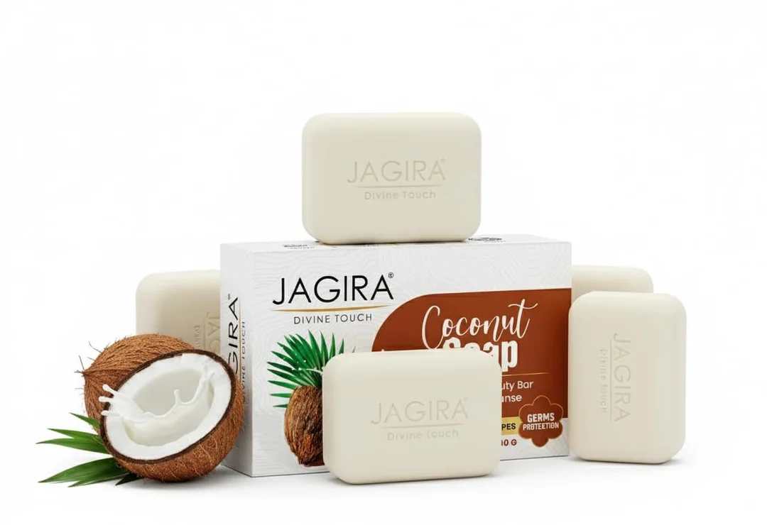 Coconut Soap 100g (Pack of 4). Handmade, sulphate-free face & body soap with coconut goodness for glowing skin. Suitable for all skin types. image 2