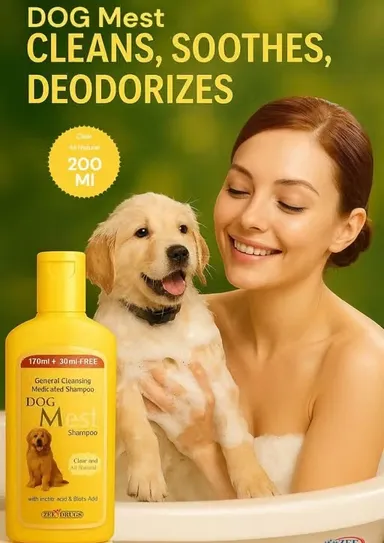 Dog Mest Medicated Pet Shampoo for Dogs & Cats | Anti Tick, Anti Itch, Skin Care Shampoo 200ml thumbnail 1