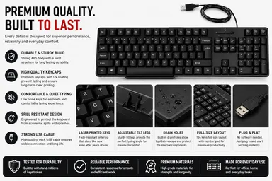 Computer Accessories Combo Set with Wired Keyboard, Gaming Mouse, Mouse Pad, 4-Port USB Hub & 2-in-1 OTG Adapter thumbnail 1