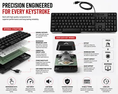 Wired Combo Set with USB Keyboard, Gaming Mouse, Non-Slip Mouse Pad, 4-Port USB Hub & 2-in-1 OTG Adapter | Plug & Play Wired Computer Accessories for PC, Laptop, Desktop, Windows & Mac thumbnail 3