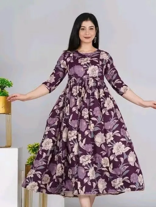 Women's Rayon Printed Maternity Feeding Kurti Gown with Hidden Dual Zipper for Pregnancy & Nursing Floral Printed XXL image 4