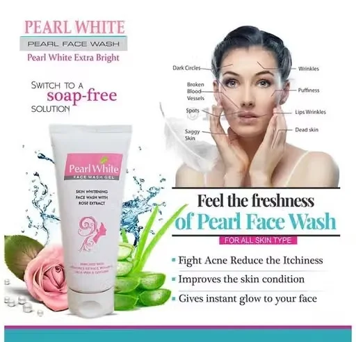Pearl White Rose Extract Face Wash (2 x 60 g) | Deep Cleansing, Oil Control & Skin Brightening Gel Face Wash for All Skin Types image 2