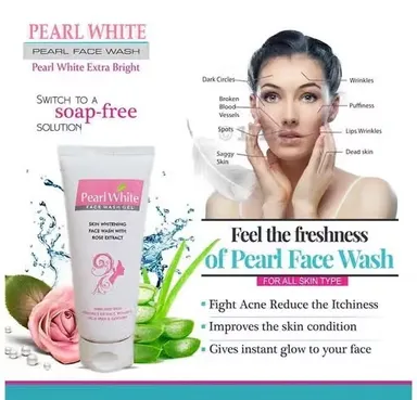 Pearl White Rose Extract Face Wash (2 x 60 g) | Deep Cleansing, Oil Control & Skin Brightening Gel Face Wash for All Skin Types thumbnail 1