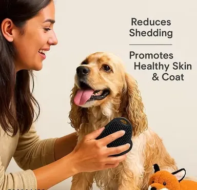 Silicone Dog Bath Scrubber Brush with Shampoo Dispenser | 2-in-1 Pet Grooming Massager for Dogs & Cats | Gentle Cleaning Tool thumbnail 2