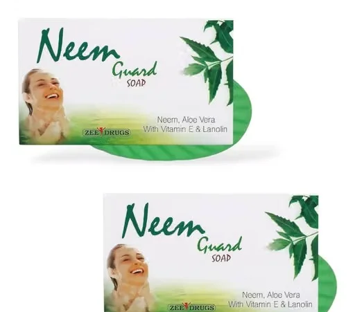 Neem Guard Bath Soap with Aloe Vera, Vitamin E & Lanolin | Deep Cleansing, Skin Protection & Moisturizing Soap | Pack of 2 x 75g image 4