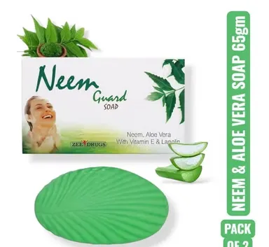 Neem Guard Bath Soap with Aloe Vera, Vitamin E & Lanolin | Deep Cleansing, Skin Protection & Moisturizing Soap | Pack of 2 x 75g thumbnail 2